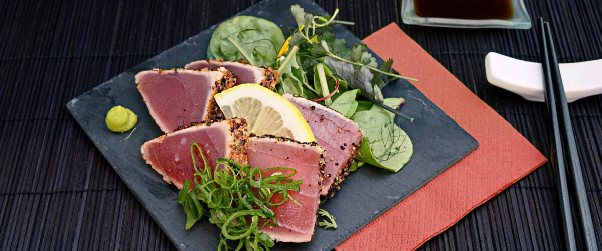 Roasted Maguro Nigiri With Onion Leaf